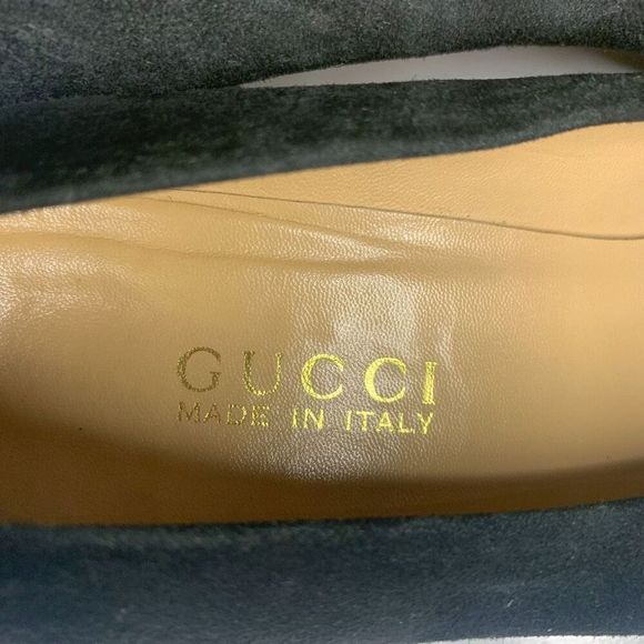 Gucci Interlocking GG Logo Heels 10 Black Suede Shoes Slip On Block Heel Pumps - Picture 7 of 10